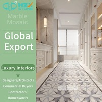 Mosaïque en pierre naturelle HZX, marbre Rosa Norvegia, cristal blanc, incrustation en laiton, mosaïque en marbre découpée au jet d'eau, design de carreaux pour murs et sols