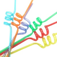 Pailles en plastique spirales bouclées aux couleurs vives, assortiment de couleurs brillantes, tubes à boire amusants pour les anniversaires et les événements thématiques