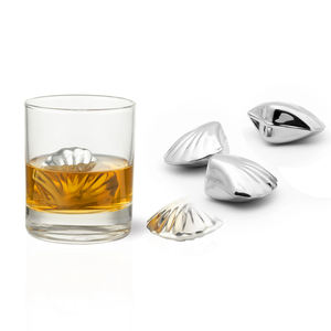 ก้อนน้ำแข็งโลหะทรงเปลือกหอย304 SS หินชิลเลอร์น้ำแข็งน้ำแข็งทำจากหินทำให้ชิลเลอร์วิสกี้ไวน์ใช้ซ้ำได้4ชิ้น - Product Image 2