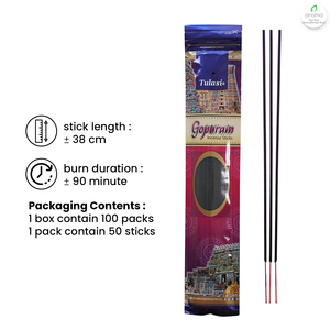 ธูปอินเดียแท้ กลิ่นบาธี ตูลาซี โกปูรัม พร้อมกลิ่นโหระพาศักดิ์สิทธิ์ สำหรับพิธีกรรมทางจิตวิญญาณ 24 ชั่วโมง - Product Image 2