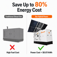 Générateur hybride diesel photovoltaïque hors réseau Lezet 20 kW 45 kWh, armoire de stockage d'énergie tout-en-un, alimentation de secours silencieuse en cas d'urgence