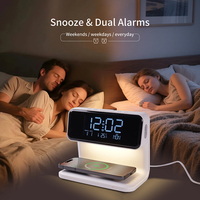 15W draadloos opladen Snel opladen Bedlampje Moderne tafellamp Luxe Touch-nachtkastjelamp Wake Light-wekker 6 LED