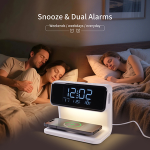 Lámpara <span class=keywords><strong>de</strong></span> Noche Moderna con Carga Inalámbrica <span class=keywords><strong>de</strong></span> 15W, Lámpara <span class=keywords><strong>de</strong></span> Mesa <span class=keywords><strong>de</strong></span> Lujo con Control Táctil, Lámpara <span class=keywords><strong>de</strong></span> Noche con Despertador y <span class=keywords><strong>6</strong></span> LED - Product Image 4