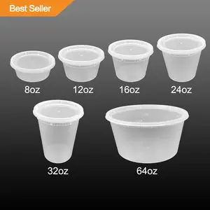 Yiqiang 8oz 12oz 16oz 24oz 32oz 64oz Plastic Disposable Food Storage Soup Containers, Leakproof Deli Containers With Lids