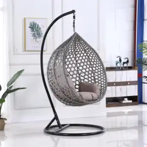 Wholesale High Quality Rattan Hanging Swing Chair With Cushion Egg Shaped Swing Chair Patio Swings Outdoor Furniture