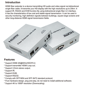 HD Video RJ45 <span class=keywords><strong>HDMI</strong></span> <span class=keywords><strong>RS232</strong></span> Chức Năng Hồng Ngoại KVM Bộ Mở Rộng Sợi Quang <span class=keywords><strong>HDMI</strong></span> 4K 60Hz 1080P Qua Sợi IP 20KM Với KVM - Product Image 3