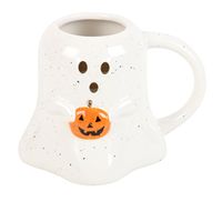 Tasse en céramique créative et amusante en forme de citrouille fantôme avec poignée Vaisselle quotidienne moderne pour les fêtes à thème fantômes ou les cadeaux