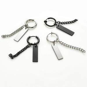 1 Par de Pendientes de Aro con Cadena y Gancho de Acero Inoxidable para Hombre y Mujer, Estilo Gótico Punk, Color Negro y Plateado, Joyería Hip Hop para Fiestas, Regalos - Product Image 6
