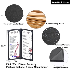 Porta Menús <span class=keywords><strong>de</strong></span> 4.25 x 11 Pulgadas, Cubiertas para Menús, Libro <span class=keywords><strong>de</strong></span> Menús <span class=keywords><strong>de</strong></span> Cuero con Doble Vista, Panel Plegable para Restaurantes, Cafeterías, Bares, <span class=keywords><strong>Bebidas</strong></span> y Cócteles - Product Image 4