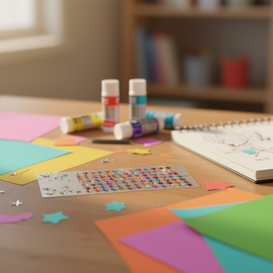 Adesivi a forma di stella con strass Ilan, 10 mm, multicolor, decorativi, circa 77 pezzi - Product Image 2