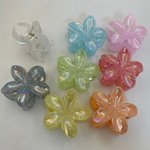 Clip de mandíbula fuerte Frangipani colorido transparente <span class=keywords><strong>AB</strong></span> chapado Color flor pinzas para el cabello 8cm pinzas de plástico para el cabello para mujeres - Product Image 5