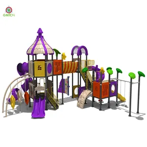 Pequeno quintal da família uso conjunto de brinquedos para as crianças brincar ao ar livre do balanço do jardim de plástico playground em promoção