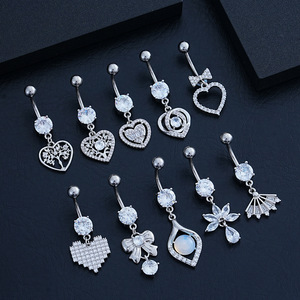 Gaby Jewelry <span class=keywords><strong>Piercing</strong></span> Nouveau Style Exquis Plaqué <span class=keywords><strong>Or</strong></span> Acier Inoxydable Cœur Arbre de Vie Nœud Fleur Zircon Piercings de <span class=keywords><strong>Nombril</strong></span> - Product Image 4