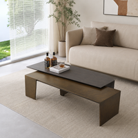 Ensemble de tables basses en bois laqué cuivre forgé, style italien moderne et minimaliste, écologique et facile à nettoyer, pour salon