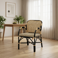Fauteuil d'extérieur Boneto en rotin naturel artisanal, style asiatique, pour jardin, bistrot, hôtel, appartement