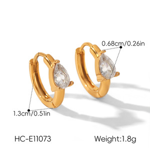 Pendientes de Aro de Acero Inoxidable con Circonita de Cristal, Antideslustre, para Uso Diario - Product Image 5