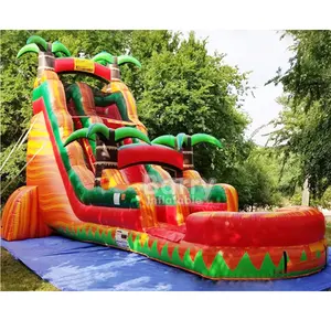 Nhà Máy Giá tùy chỉnh thực hiện bất kỳ kích thước 8M 15m trượt nước <span class=keywords><strong>Inflatable</strong></span> cho trẻ em 22 'làn đường duy nhất nhiệt đới ướt khô trượt - Product Image 1