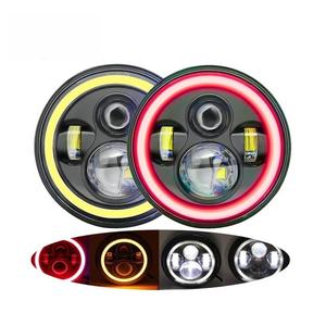 Phare LED 7 pouces avec anneau lumineux rouge, bleu, vert, DRL 6000K, pour Wrangler, universel, 3000LM, ampoule H4, 30W, 12V - Product Image 1