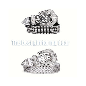 Cinturones <span class=keywords><strong>de</strong></span> mujer <span class=keywords><strong>con</strong></span> diamante decorativo diseñador occidental Bling cinturón <span class=keywords><strong>de</strong></span> vaquero para hombres Unisex estilo clásico adultos <span class=keywords><strong>de</strong></span> moda - Product Image 2