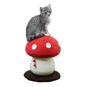เห็ดสีแดงแมวกรอบปีนเขาแมวน่ารักต้นไม้บอลของเล่นแมวเกาโพสต์เห็ด