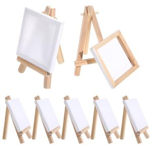 Chevalet de table pliable en bois pour artiste, mini chevalet de présentation, ensemble de mini toiles tendues vierges, toile de bureau avec chevalet - Product Image 4
