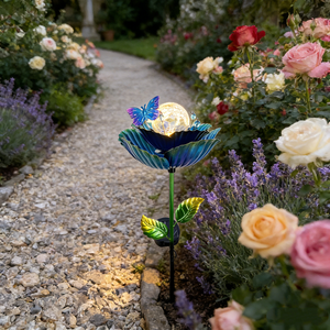 Lampe solaire <span class=keywords><strong>LED</strong></span> de jardin personnalisée IP65 en fer, modèle Lotus, 3500K blanc chaud, angle de faisceau 360°, pour <span class=keywords><strong>extérieur</strong></span>, maison, cour et allée - Product Image 5