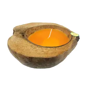 Natürliche duftenden gemüse wachs duft dekorative kerzen in halb kokosnuss schalen