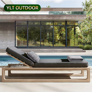 Chaises longues en bois de teck de jardin nordique moderne chaise piscines chaise de plage imperméable chaise longue extérieure en teck chaise de plage - Product Image 1