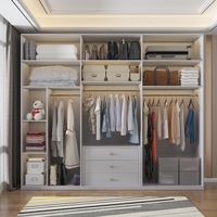 Muebles de Dormitorio Modernos de Lujo con Acabado Lacado, Armario Empotrado de Madera Sólida Personalizado, Armario RTA con Puertas Corredizas y Sistema de Almacenamiento