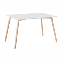 Table de salle à manger rectangulaire en bois de hêtre et MDF à prix de gros, avec design à panneaux, pour usage hôtelier
