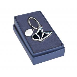 Porte-clés papillon en verre émaillé noir, pendentif breloque, accessoire - Product Image 2