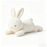 Peluche lapin douce pour s'allonger, faible MOQ, avec logo personnalisé brodé, en polyester, pour anniversaire, vente en gros