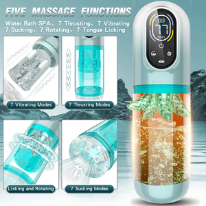 เครื่องช่วยสำเร็จความใคร่ชายอัตโนมัติ BANSEY 7 โหมดการสั่น 7 ระดับความเร็วในการหมุน พร้อมฟังก์ชั่นเลียด้วยลิ้นและดูด  ทรงกระบอกใส สำหรับกระตุ้นอวัยวะเพศชาย - Product Image 2