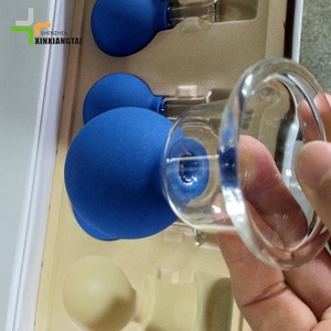 Lot de 4 ventouses faciales en verre avec boule en caoutchouc pour thérapie par ventouses et massage – Fournisseur d'usine - Product Image 2