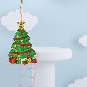 Kit de Adornos Navideños de Madera para Niños, Manualidades Colgantes, Juguete Educativo para el Hogar, Regalos Festivos, Estilo Festivo a Todo Color - Product Image 1