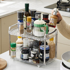 ชั้นวางเครื่องเทศสไตล์ฝรั่งเศสแบบสองชั้น โปร่งใส พร้อมหูจับ สำหรับขวดเครื่องปรุงและเครื่องเทศ - Product Image 3