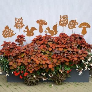 Juego de Adornos de Jardín de Hierro, Decoración Moderna con Enchufe, con Diseño de Búho, Hongo, Ardilla y Erizo, para Interiores, Terraza y Patio - Product Image 4