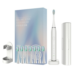 Brosse à dents électrique sonique rechargeable, étanche IPX7, portable, avec 6 têtes de brosse et étui de voyage - Product Image 1