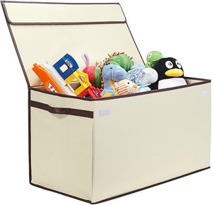 Boîtes de rangement pour jouets Bin Grand <span class=keywords><strong>coffre</strong></span> à jouets avec couvercle pliable <span class=keywords><strong>Beige</strong></span> - Product Image 6