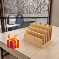 Organisateur de bureau multifonctionnel en bambou moderne à 5 compartiments, avec logo personnalisé, fait main, pour courrier et papier, idéal pour la maison et le bureau