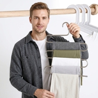Porte-vêtements pliant multicouche en aluminium en forme de S, gain de place, organisateur de placard, cintre à crochets pour pantalons et foulards