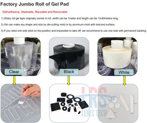 Màu đen rõ ràng có thể giặt dính Strips có thể tháo rời hai mặt dính Pad Polyurethane Silicone gel dính <span class=keywords><strong>Sheets</strong></span> - Product Image 2