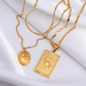 สร้อยคอนำเทรนด์18K ชุบทอง Tarnish ฟรีจี้ใหญ่กุหลาบนูนสร้อยคอชั้นสำหรับผู้หญิง<span class=keywords><strong>2022</strong></span> - Product Image 1