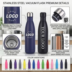 Wholesale Custom Logo 500ml 17oz Double Wall Stainless Steel Vacuum <b>Flask</b> Insulated Sports Cola Shape Water Bottle - Product Image 3