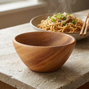Tazón de madera para servir con acabado natural, hecho a mano, para ensalada de frutas, vajilla retro para cocina, tazón para servir sopa y salsa - Product Image 5