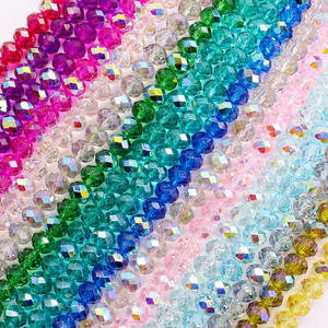 Perline di Cristallo Sfaccettate Rondelle 8mm, 5 Fili, Trasparenti Lucide Rosa AB, Prezzo di Fabbrica, Basso MOQ, per Borse Fai-da-Te - Product Image 2