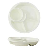 Assiette ronde à trois compartiments pour enfants, style nordique, en plastique durable, pour la réduction des graisses, vaisselle individuelle pour le petit-déjeuner