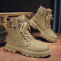 Nouvelles bottes pour hommes en cuir PU, bottes décontractées tendance, bottes hautes en PU, antidérapantes, semelle épaisse, style skateboard, chaussures décontractées