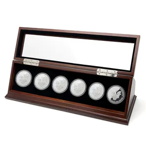 Wholesale Commemorative Handmade Wooden Coin Display Box Gold Coin Gift Box