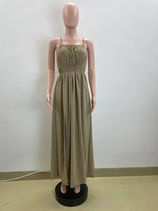 J6035 en stock, <span class=keywords><strong>Vestido</strong></span> <span class=keywords><strong>largo</strong></span> de verano 2026 para mujer, sin espalda, con tirantes, estilo <span class=keywords><strong>tubo</strong></span>, maxi, con abertura, ajustado, para vacaciones - Product Image 3